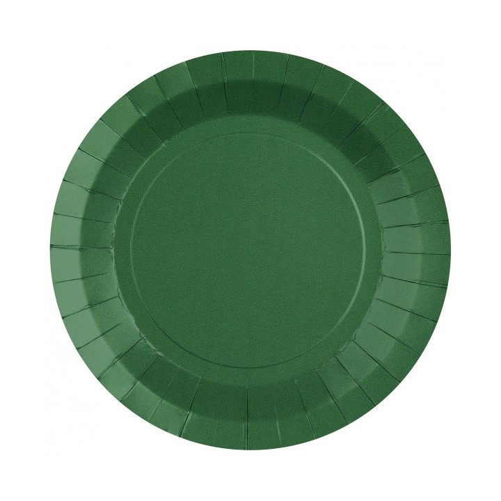 Assiette ronde carton vert foncé 23cm