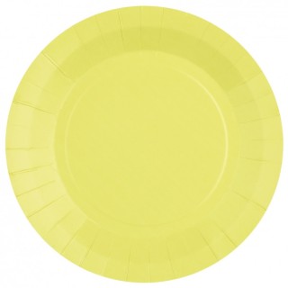 Assiette ronde carton jaune citron 23cm