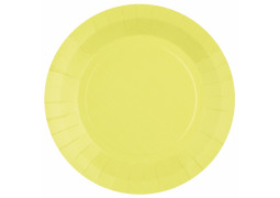 Assiette ronde carton jaune citron 23cm