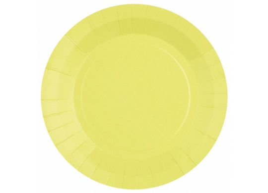 Assiette ronde carton jaune citron 23cm