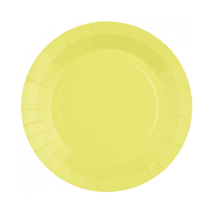 Assiette ronde carton jaune citron 23cm