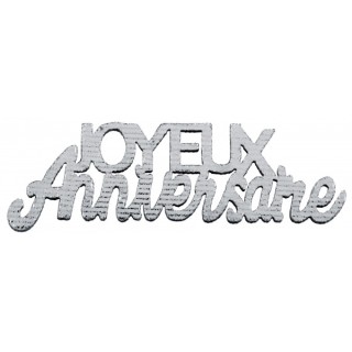 Confettis de table Joyeux anniversaire bois argent