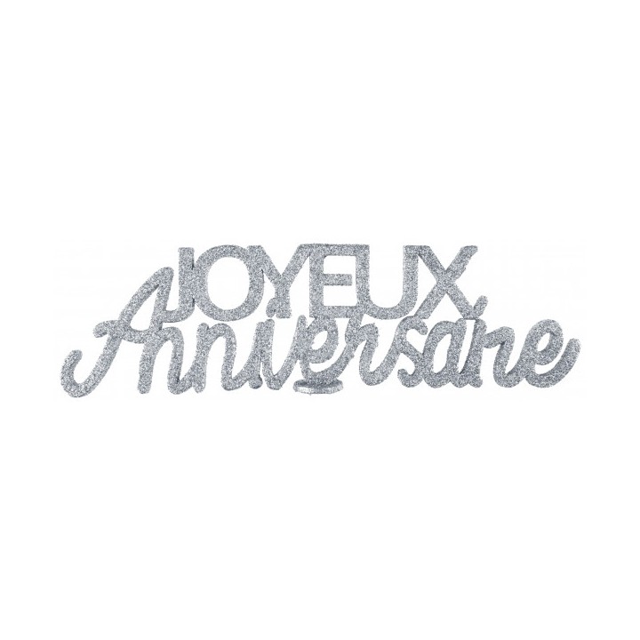 Centre de table Joyeux anniversaire pailleté argent