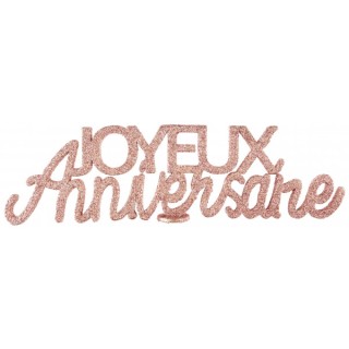 Centre de table Joyeux anniversaire pailleté rose gold