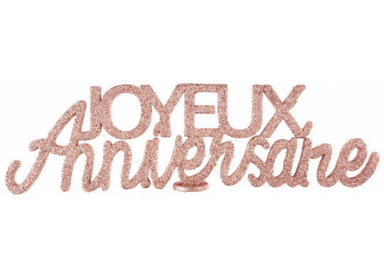 Centre de table Joyeux anniversaire pailleté rose gold