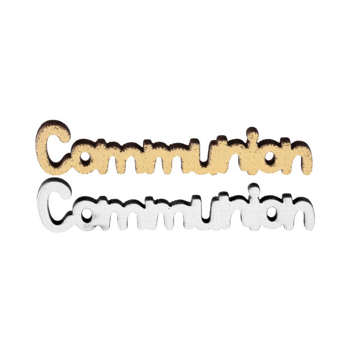 10 confettis mot Communion blanc/or