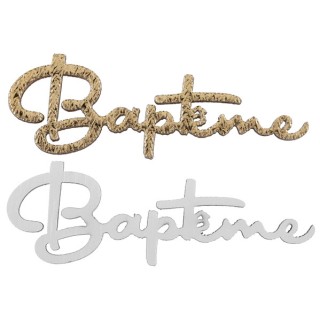 10 Confettis Baptême bois blanc/or