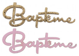 10 Confettis Baptême bois rose/or