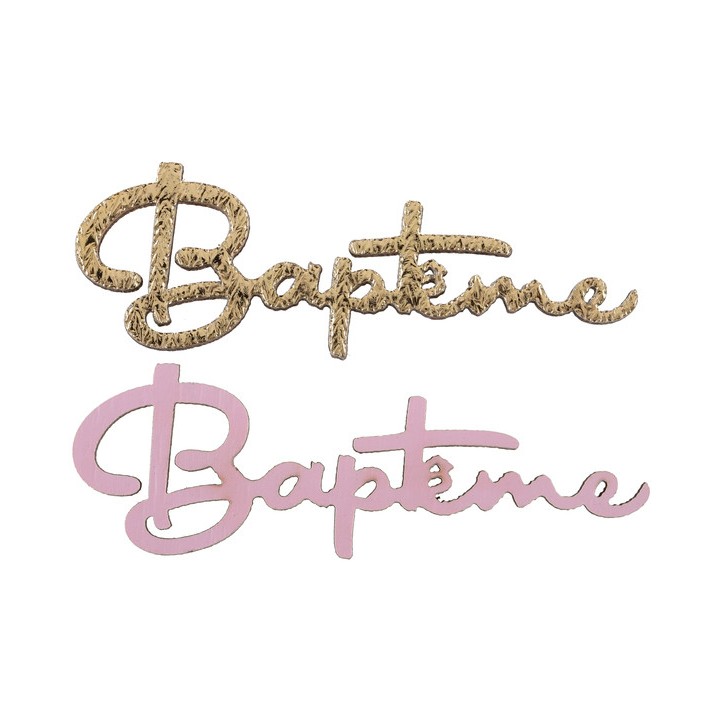10 Confettis Baptême bois rose/or