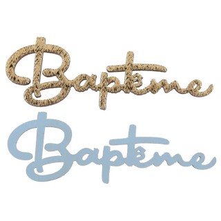 10 Confettis Baptême bois ciel/or