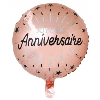 Ballon aluminium joyeux anniversaire étincelant rose gold
