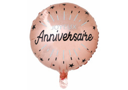 Ballon aluminium joyeux anniversaire étincelant rose gold