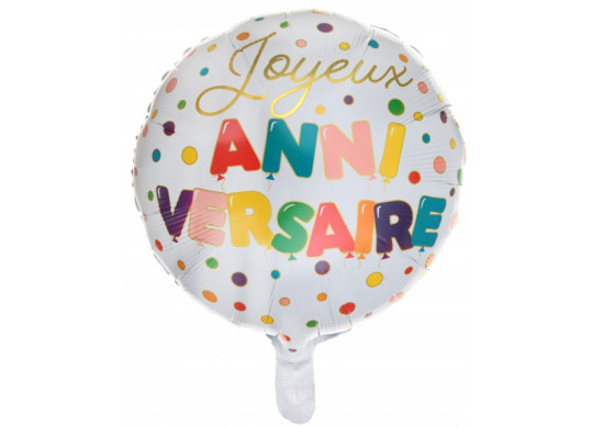 Ballon aluminium joyeux anniversaire multico