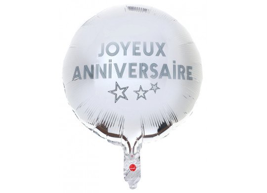 Ballon aluminium joyeux anniversaire star d'un jour argent - Ballons -  articles de fête