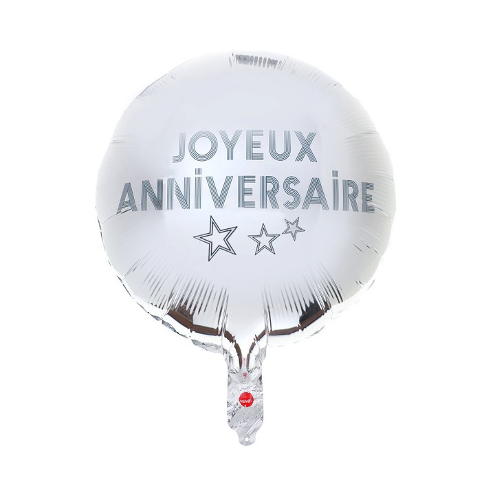 Ballon aluminium joyeux anniversaire star d'un jour argent