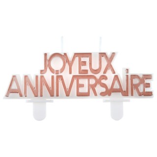 Bougie Joyeux anniversaire star d'un jour rose gold