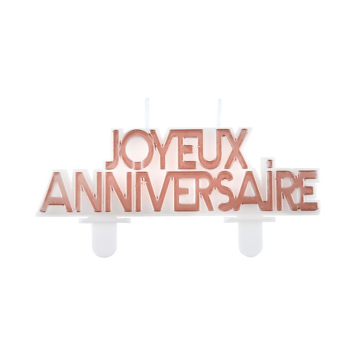 Bougie Joyeux anniversaire star d'un jour rose gold