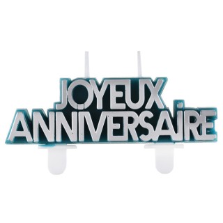 Bougie Joyeux anniversaire star d'un jour bleu canard