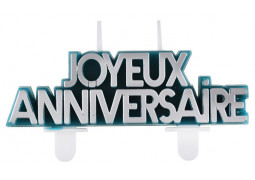 Bougie Joyeux anniversaire star d'un jour bleu canard