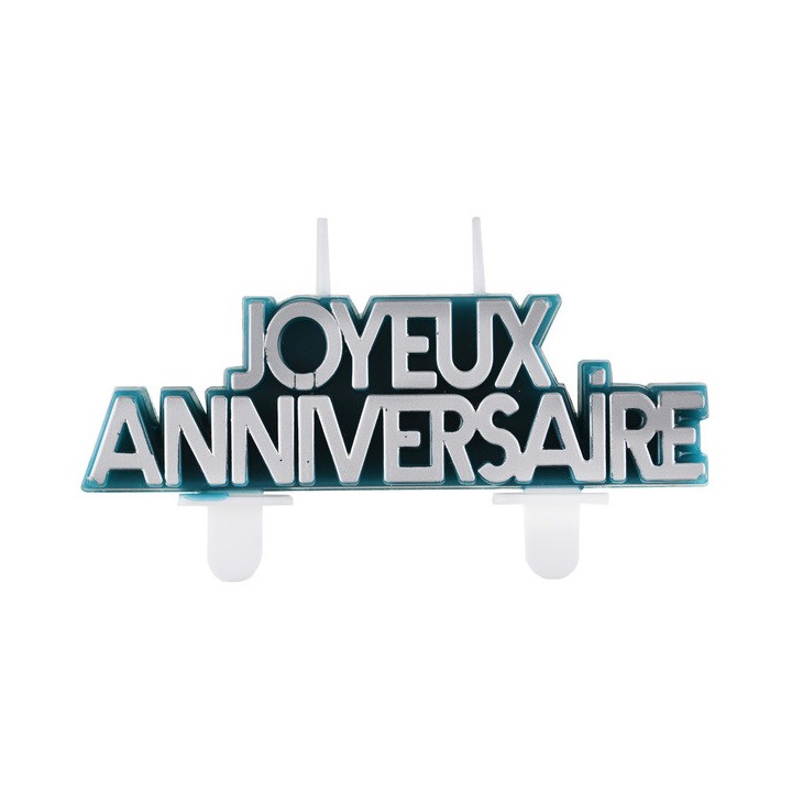 Bougie Joyeux anniversaire star d'un jour bleu canard