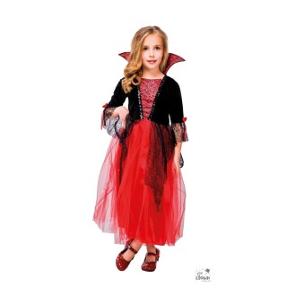 Costume enfant fille vampire robe rouge et noir