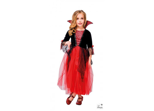 Costume enfant fille vampire robe rouge et noir