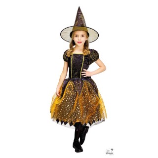 Costume enfant fille sorcière noir/orange