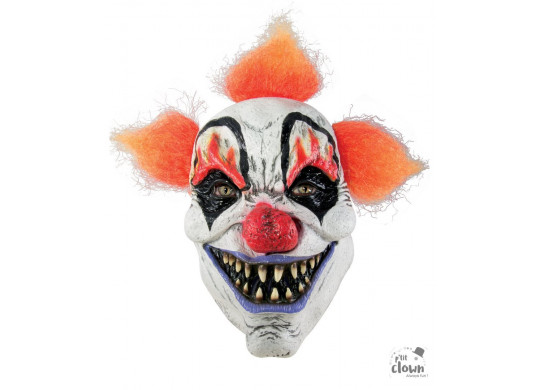 Masque adulte latex clown maléfique cheveux orange