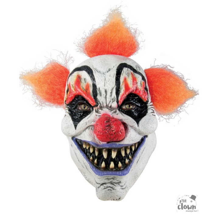 Masque adulte latex clown maléfique cheveux orange