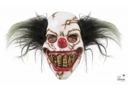 Masque adulte latex clown squelette cheveux noirs