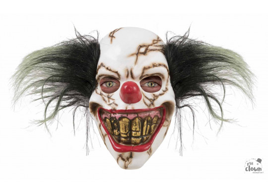 Masque adulte latex clown squelette cheveux noirs