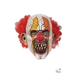Masque adulte latex clown terrifiant cheveux rouge