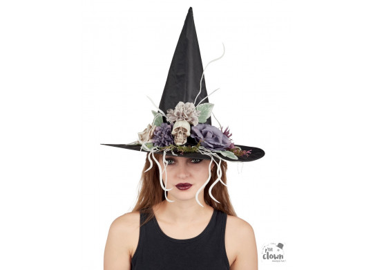Chapeau sorcière fleurs