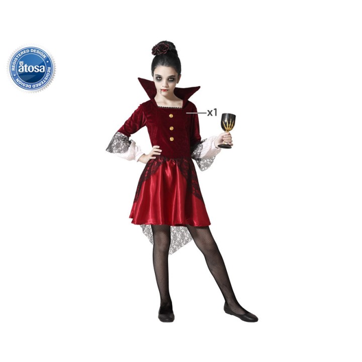 Costume enfant fille vampire robe courte bordeaux