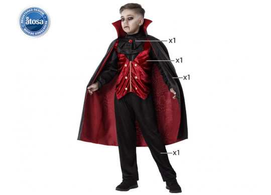 Costume enfant garçon vampire plastron noir et bordeaux
