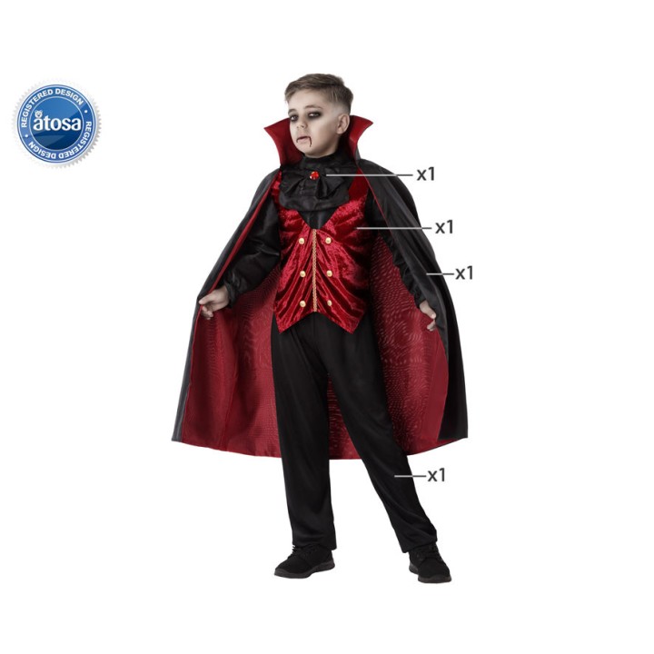 Costume enfant garçon vampire plastron noir et bordeaux