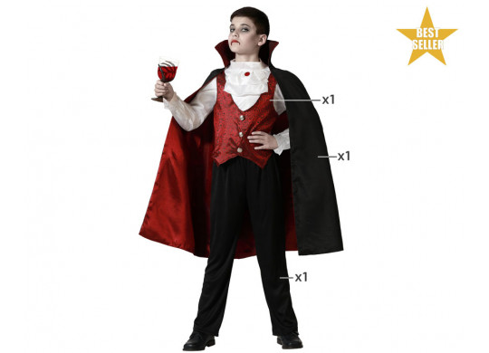 Costume enfant garçon vampire plastron bordeaux