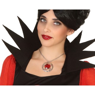 Collier croix satanique diamant rouge