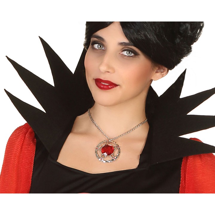 Collier croix satanique diamant rouge