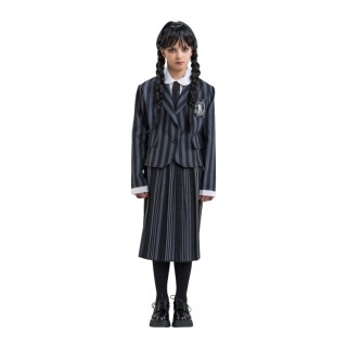 Costume enfant fille Mercredi écolière gris/noir