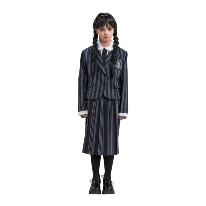 Costume enfant fille Mercredi écolière gris/noir