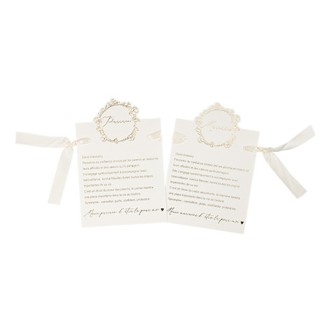 Cartes parrain/marraine bapteme creme rond or x2