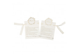 Cartes parrain/marraine bapteme creme rond or x2