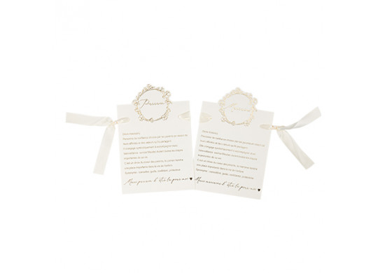 Cartes parrain/marraine bapteme creme rond or x2