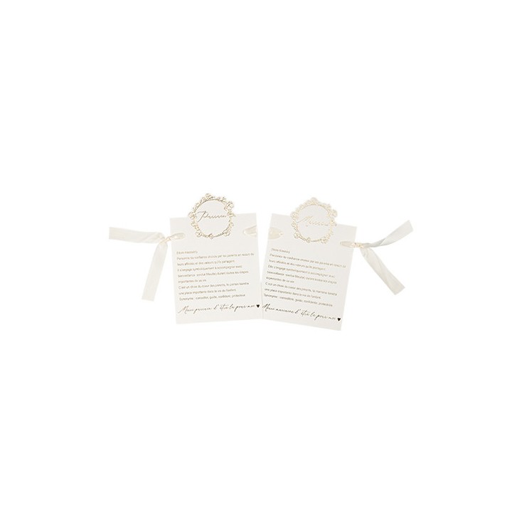 Cartes parrain/marraine bapteme creme rond or x2
