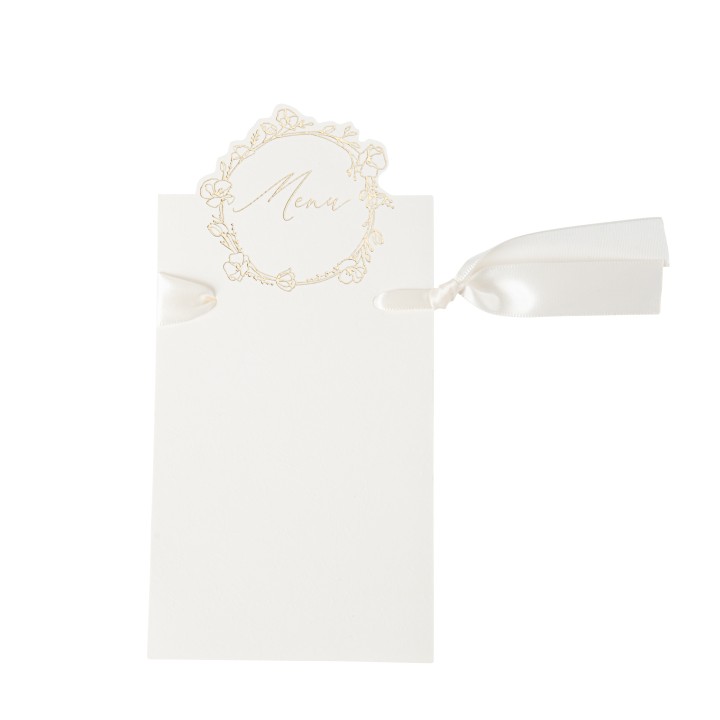 Menus bapteme creme rond or x10