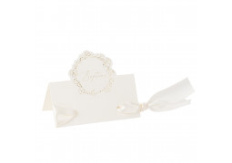 Marque place bapteme creme rond or x10