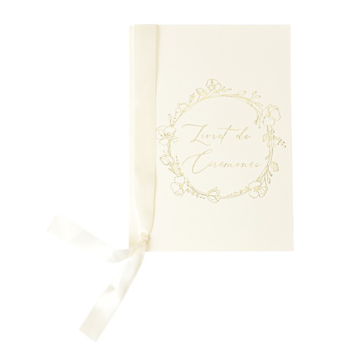 Livrets de messe bapteme creme rond or x10