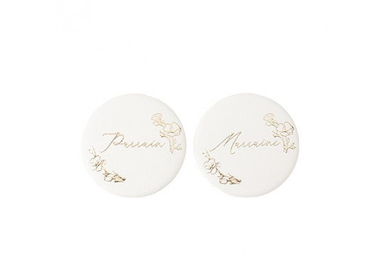 Badges parrain/marrain creme et or x2