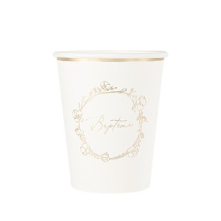 Gobelets bapteme creme rond or x8